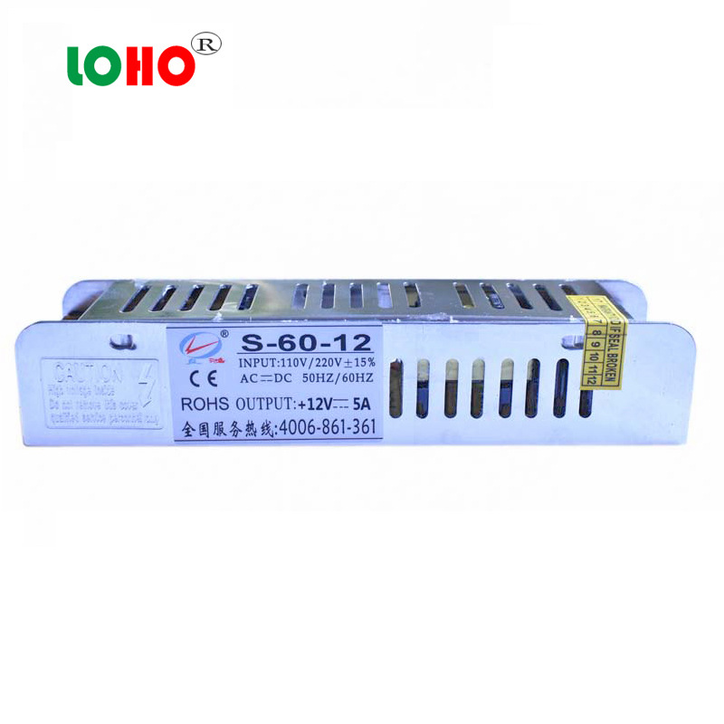 12V5A长条电源 12V24V60W长条小体积电源 led灯箱灯条监控电源