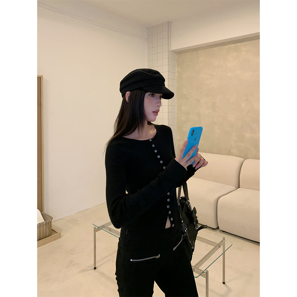 Yuyi New 2025 Autum High-End Long-Sleeved Knitwear Women's Versatile Slimming Look Top Cardigan C1308