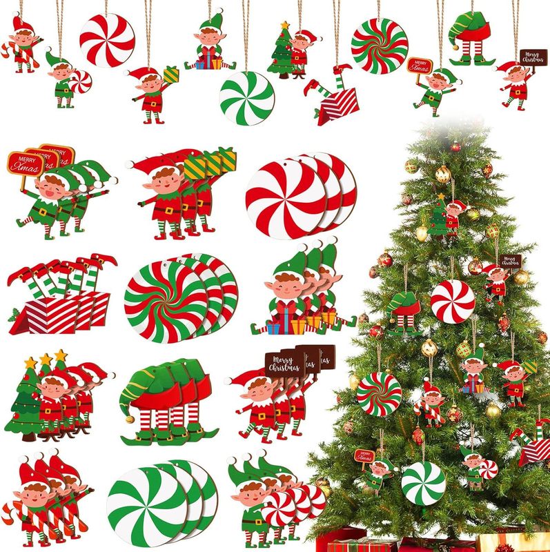 クリスマス木製キャンディクリスマスデコレーションエルフツリーオーナメントエルフハンギングオーナメントミントキャンディホームクリスマスツリーデコレーション|undefined