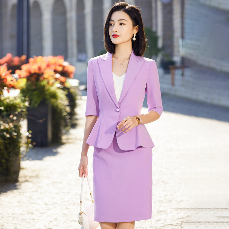 Cross-border Purple Small Suit Jacket Women's Spring and Summer New Beauty Salon Work Clothes Business Wear Temperament Suit suit