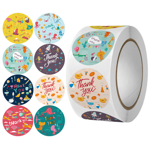 Thank you decorative floral roll seal stickers cute animal labels cartoon weather stickers thank you for your order