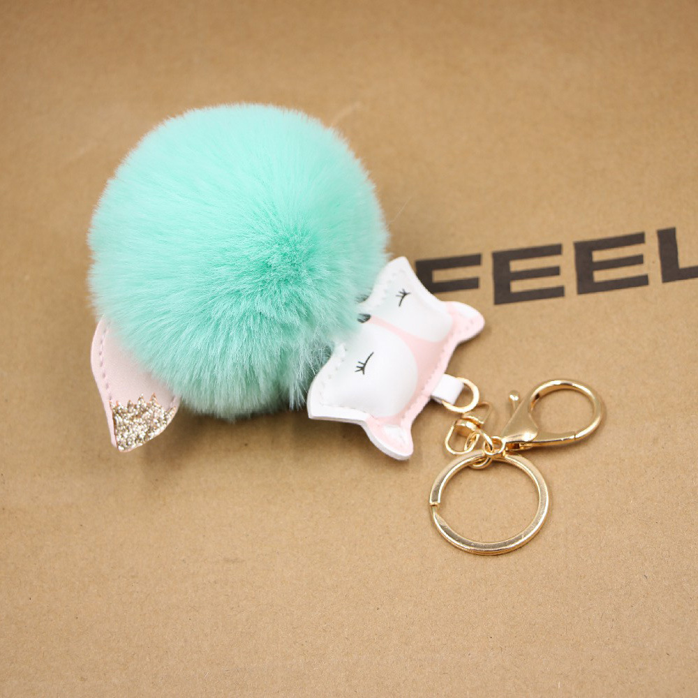 New Product Fox Pu Leather Plush Bag Keychain Fox Head Doll Toy Fur Ball School Bag Pendant Pendant display picture 15