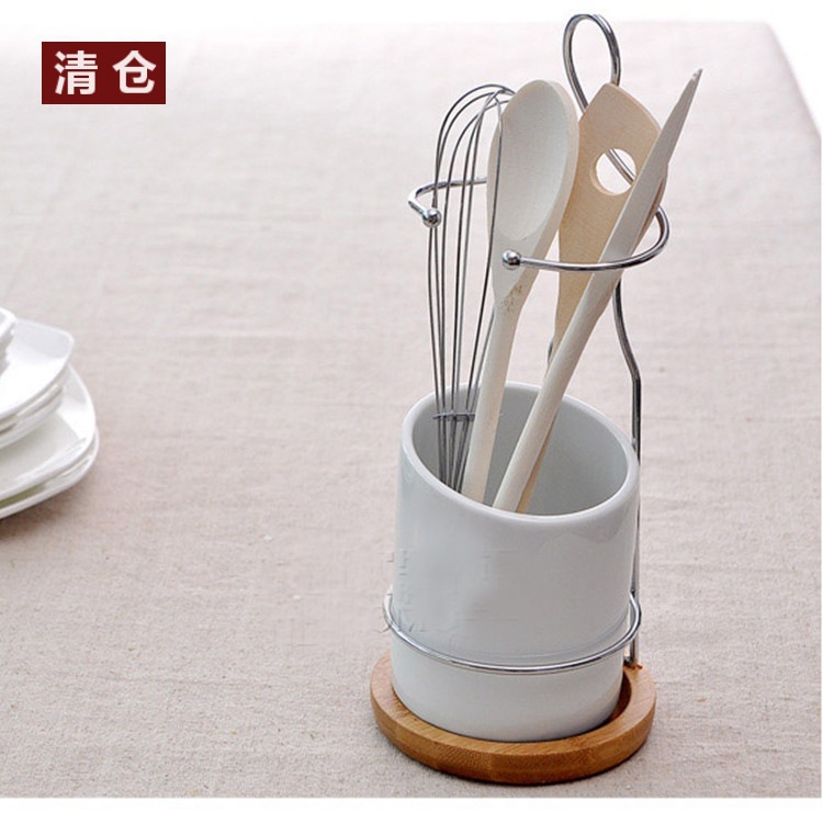 Clearance!Kitamura Sui Bamboo Pure White Ceramic Japanese Chopstick Cage Chopstick Holder6-piece Set