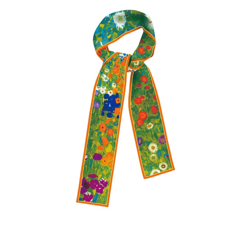 Estilo nacional pintura al óleo serie pequeña bufanda de seda larga delgada cinta estrecha bolsa atada bufanda decorativa manejar cinta