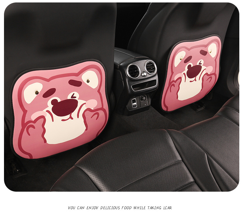 Pink Bear Ladies Cute Cartoon Chair Back Anti-kick Pad Car Chair Back Anti-fouling Pad Chair Back Back Pocket Hanging