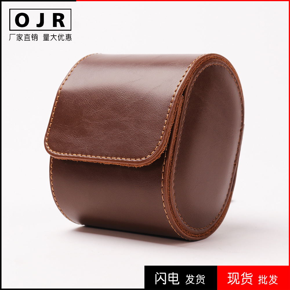 现货批发精美pu皮革单只装手表盒卷式皮质1支便携手表礼品盒子
