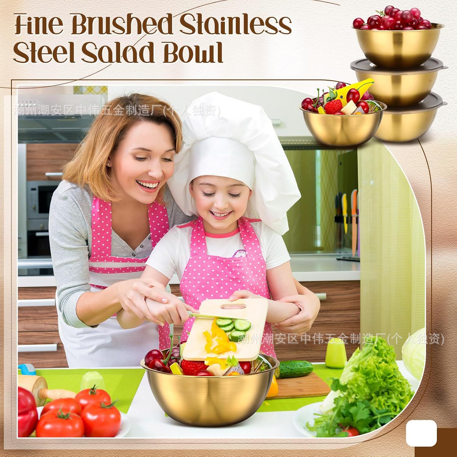 Comercio exterior 6pcs cuenca de acero inoxidable cuenca de huevos cuenca de ensaladas cuenca de verduras cuenca de sopa cuenca de conservancia cuenca de cocina multipropósito regalo