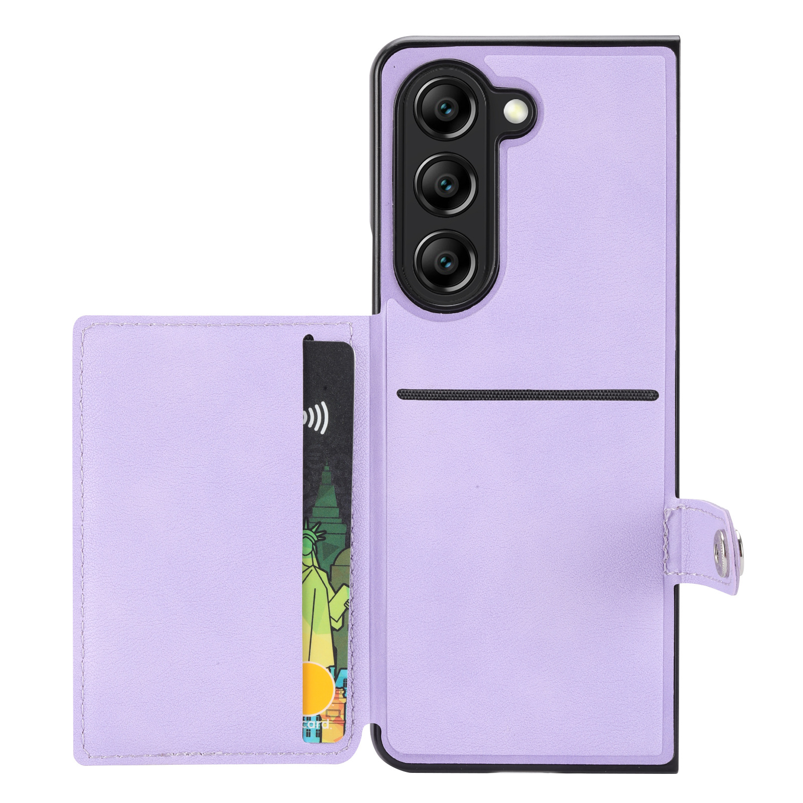 Husă din piele cu textură litchi și compartiment card samsung_voghion.com