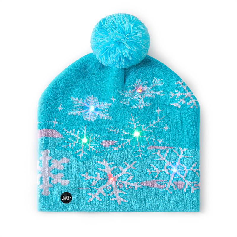 Spot año nuevo sombrero de Navidad transfronterizo con luz LED luz invierno cálido lana jacquard sombrero de Navidad de punto