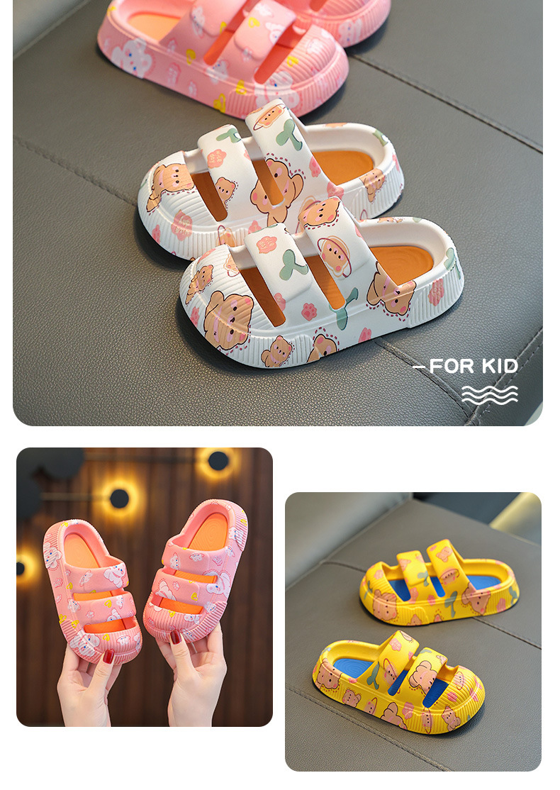 Kid's Cartoon Style Animal Round Toe Slides Slippers display picture 2