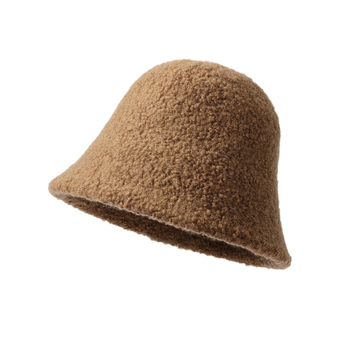 Autumn and Winter Fisherman Hat for Women, Windproof and Warm, Cashmere Bucket Hat, Solid Color, Slimming and Versatile, Korean Style Water Bucket Hat, DMZ100