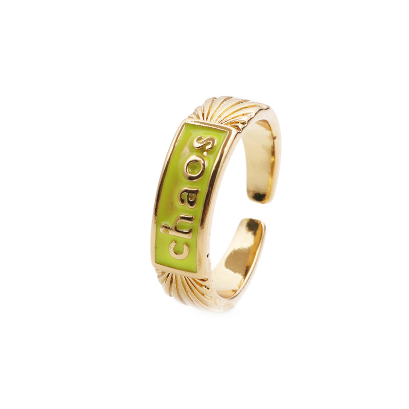 Nihaojewelry Letras Simples Goteo De Aceite Anillo De Circón Con Incrustaciones De Cobre Joyería Al Por Mayor display picture 5