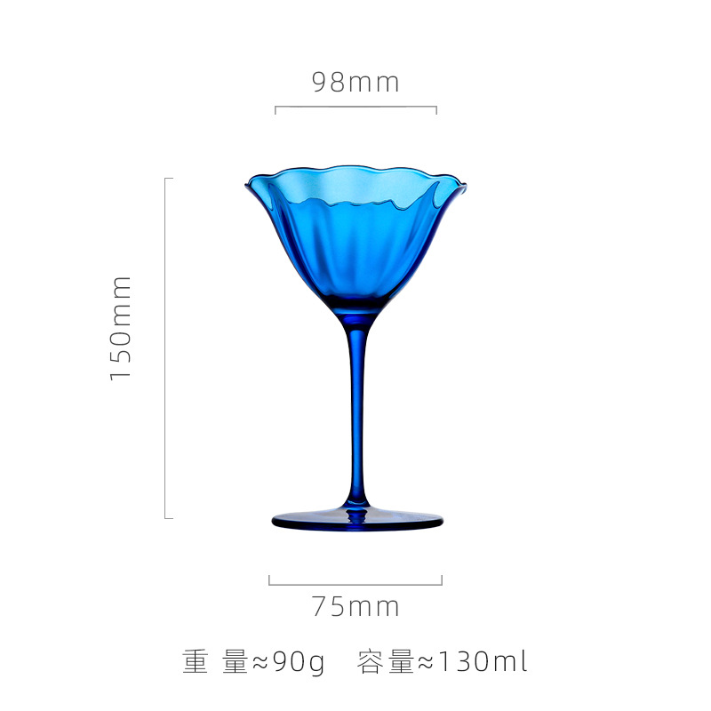 Retro blue lace flower martini cup