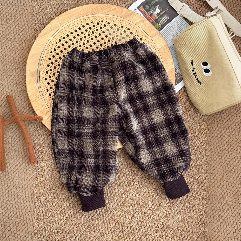 [Personalizado] Versión coreana de los nuevos modelos de otoño e invierno para bebés y niños pequeños, cómodos pantalones exteriores, pantalones de pata de gallo de todo fósforo para bebés image 1