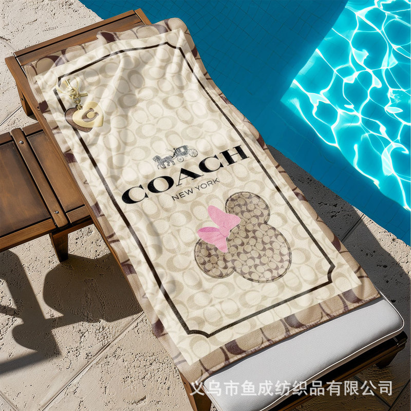 Trendy Brand Geometric Pink Diamond Pattern Digital Print Quick-Drying Beach Towel Absorbent Pool Bath Towel Unisex