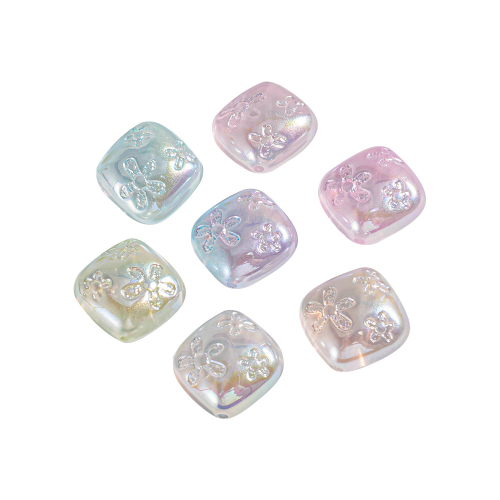 Haijia 20 patrones chapados en color color mágico a través del agujero cuadrado con cuentas cadena de teléfono móvil material de bricolaje decoración piezas pequeñas accesorios