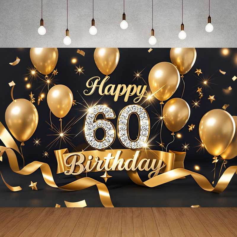 Nueva tela de fondo de feliz cumpleaños transfronteriza, carnaval de fiesta, serie principal de decoración de escenas, banner de cumpleaños