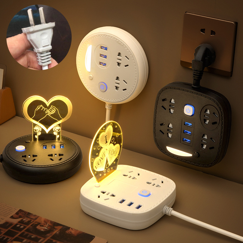 led夜灯越南插座带线智能usb台灯插排菲律宾澳大利亚电源接插线板