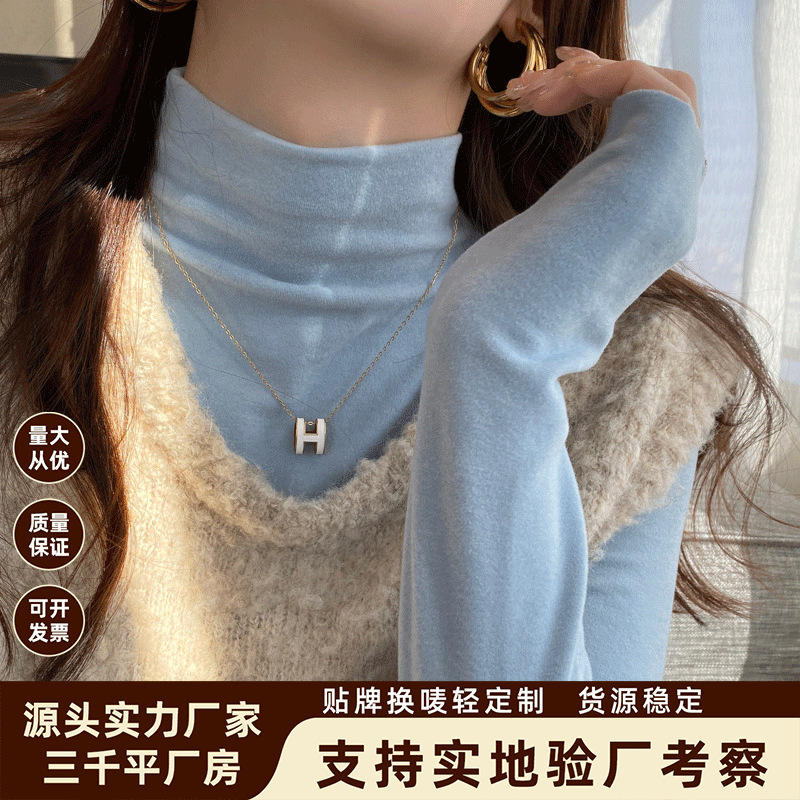 Half-High Collar Inner Layering Shirt for Women, 2025 Autumn and Winter New Style, German Velvet Long-Sleeve Slim-Fit High-End Top for Layering Half-High Collar Inner Layering Shirt for Women, 2025 Autumn and Winter New Style, German Velvet Long-Sleeve Slim-Fit High-End Top for Layering