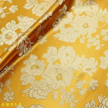 复古风织锦缎金黄玫瑰立体提花肌理织锦布料古装演出服箱包提花布