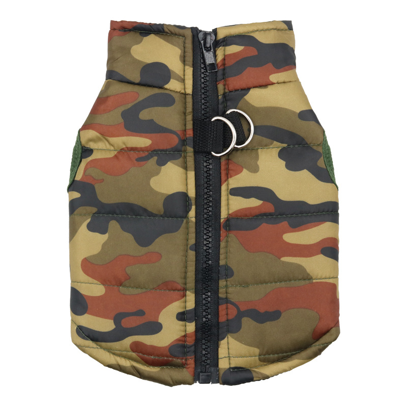 Ropa para mascotas invierno espesado perro ropa otoño e invierno nuevo algodón acolchado chaqueta chaleco multi-color impermeable cálido comercio exterior