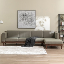 北欧现代简约黑胡桃木沙发全实木客厅布艺双人三人位贵妃沙发组合