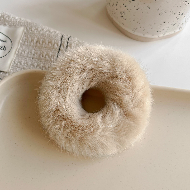 Plush Hair Ring Imitation Rabbit Fur Hair Rope Cute Sweet Head Rope Simple All-Match High Elastic Rubber Band 2022 Autumn and Winter Hair Accessories