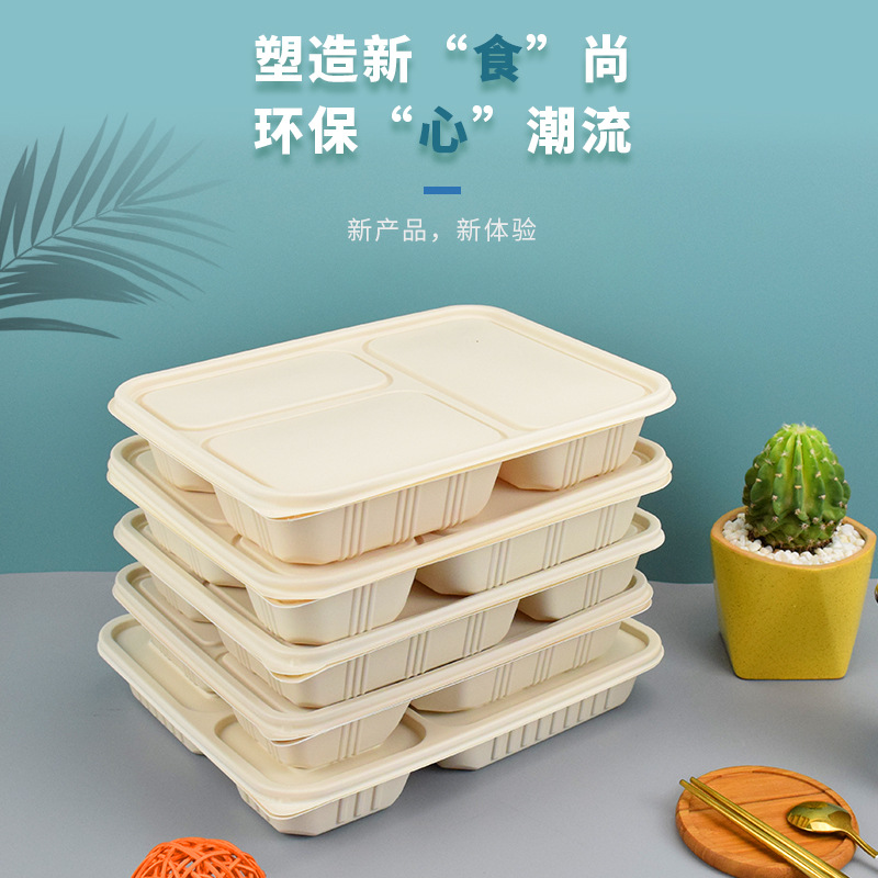 一次性可降解餐盒玉米淀粉多格餐盒户外野炊便当盒四格五格打包盒