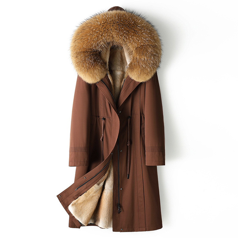 Parker Women's Mink Fur Coat with Detachable Green Mink Lining, Long Fur Coat, 2026 Young Style