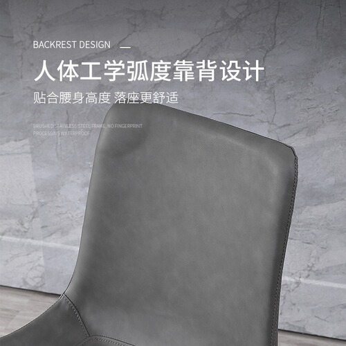 Dining chair, home modern minimalist Nordic style restaurant Instagram popular light luxury leather chair, creative chair, iron frame backrest chair