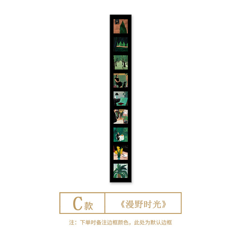 中古风入户玄关装饰画复古高级客厅挂画竖版长条百联走廊过道壁画|undefined