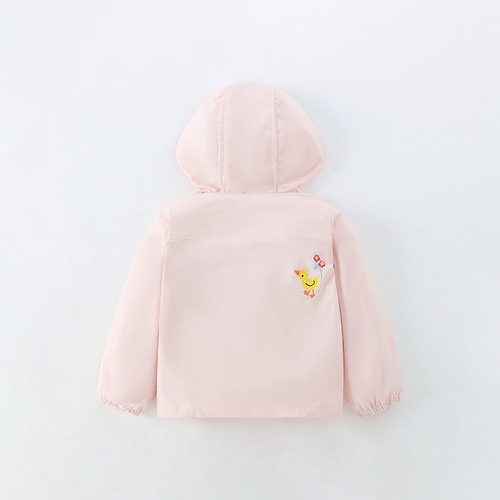 Malwee Girls' Spring and Autumn Outerwear for European and American Middle and Small Children, Casual Hooded Sweatshirt Top, Stylish Long-Sleeved Children's Clothing