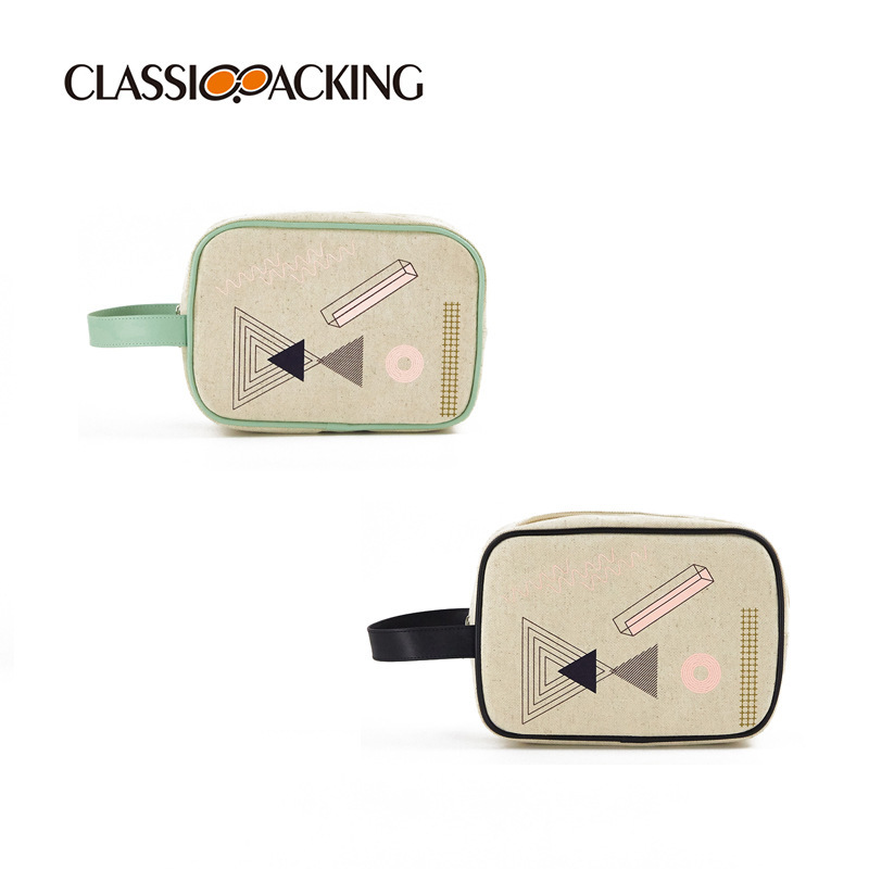Bolsa de almacenamiento portátil simple, fabricante de bolsas de lavado de viaje de gran capacidad, bolsa de cosméticos de lino portátil multifuncional al por mayor