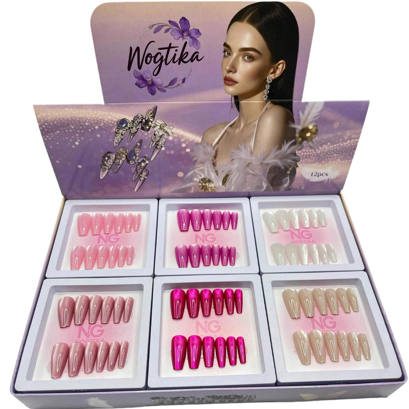 New Dopamine Long Manicure Display Box Ballet Cat Eye Wearable Nails Wholesale Ins Style Wearable Nails