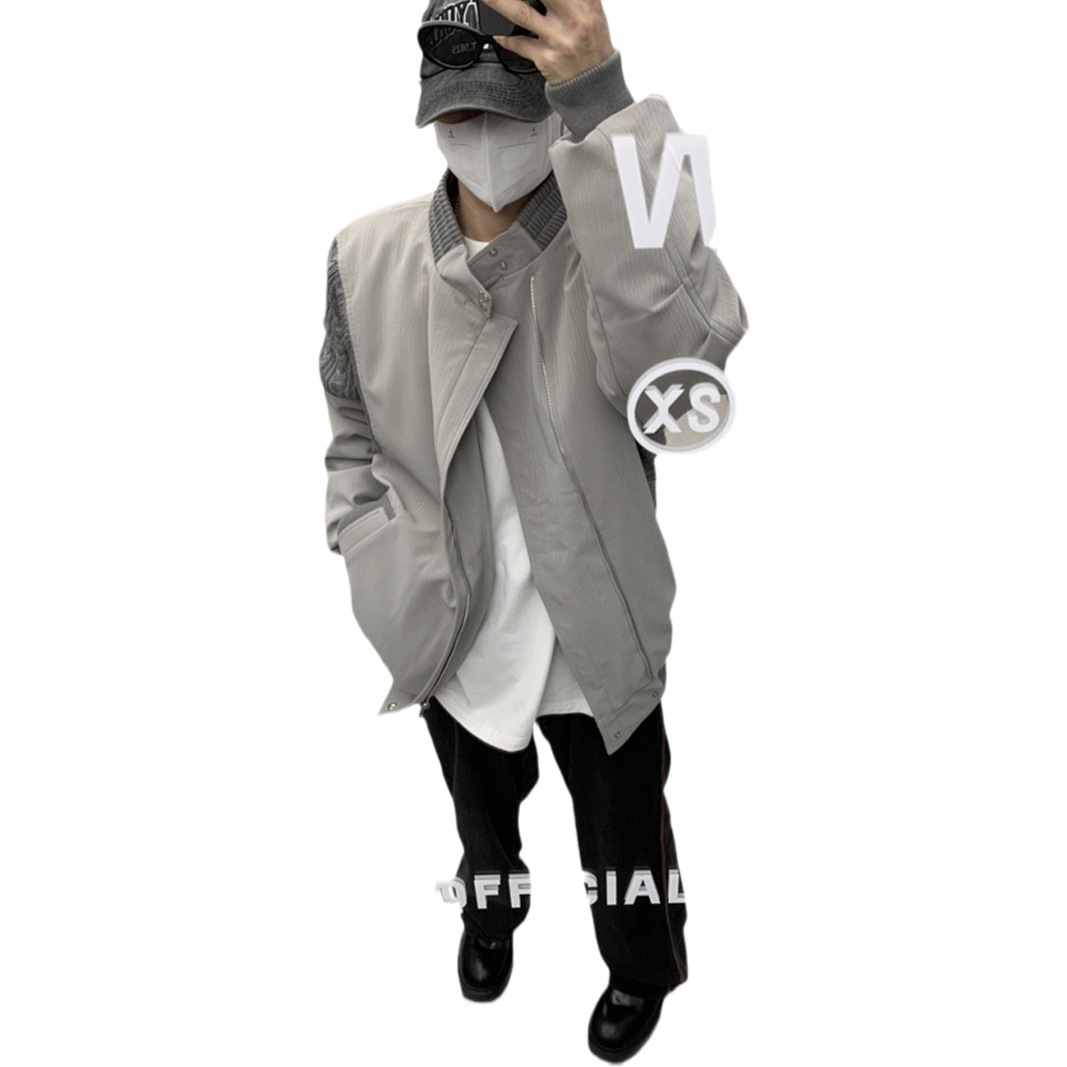 2023 nueva marca de moda Nacional Americana gris piloto chaqueta niños retro suelta chaqueta de béisbol primavera y otoño