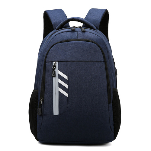 Factory Wholesale Business Printing Reflective Zipper Backpack for Men and Women Large Capacity USB Multi-functional Gift Bag