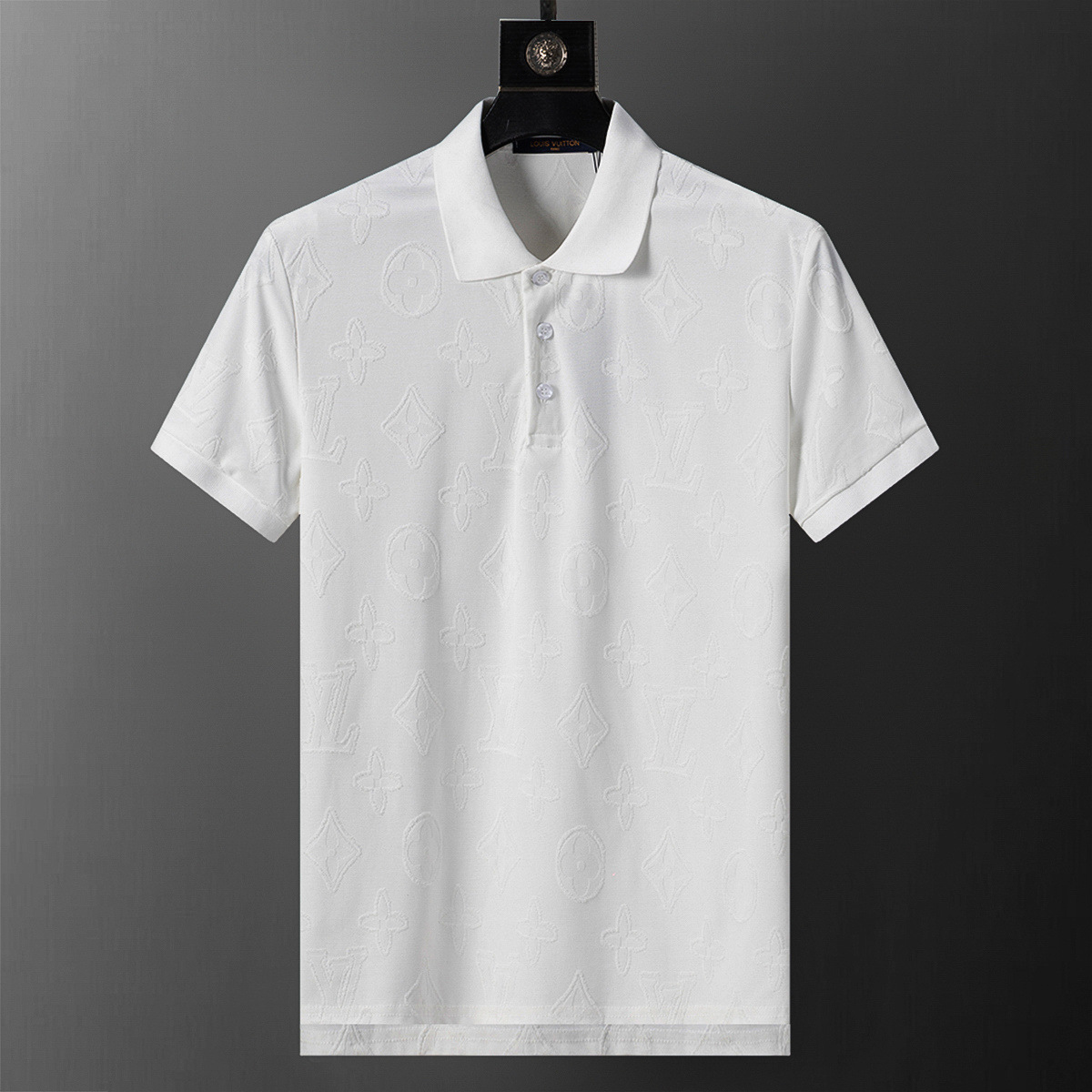 Cross-border versión correcta 26 nuevo polo para hombres color sólido negocios Jacquard casual con solapa de punto manga corta 1