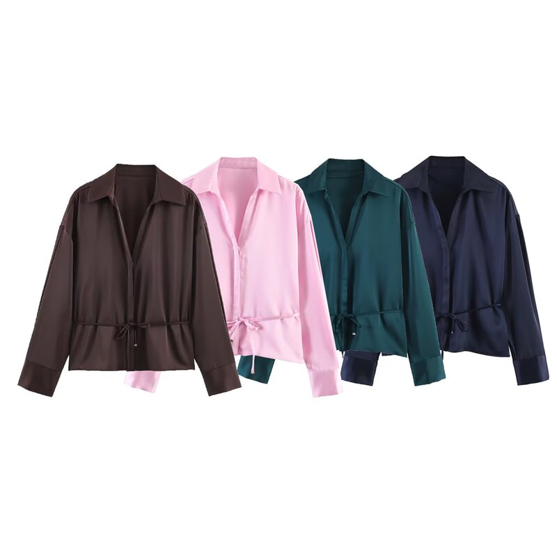 Taop&Za Women's Clothing 2026 Spring New Style Elegant Workwear-Style Shirt with Belt and Silk Satin Texture 2094896 Taop&Za Women's Clothing 2026 Spring New Style Elegant Workwear-Style Shirt with Belt and Silk Satin Texture 2094896