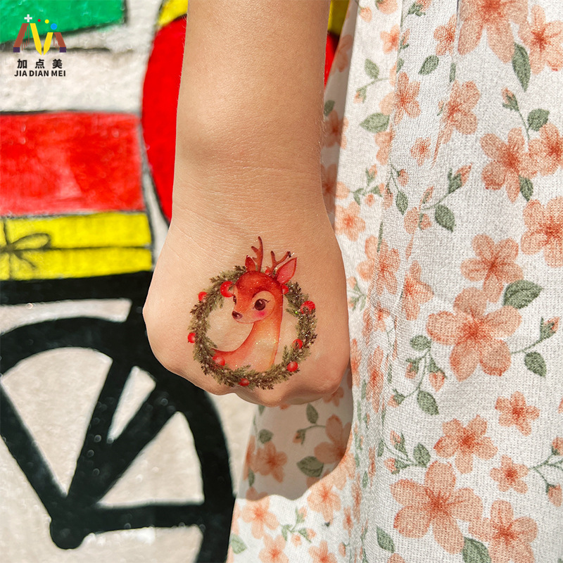 Amazon Venta caliente brillo lindo postre de Navidad unicornio niños tatuaje pegatinas impermeable tatuaje de larga duración