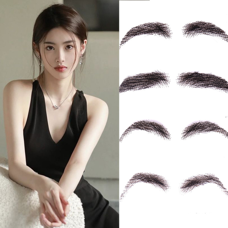 Spot Simulated Eyebrows European and American Style Fake Eyebrows Real Hair Crocheted Eyebrows Invisible Three-Dimensional Realistic Factory Ready Stock