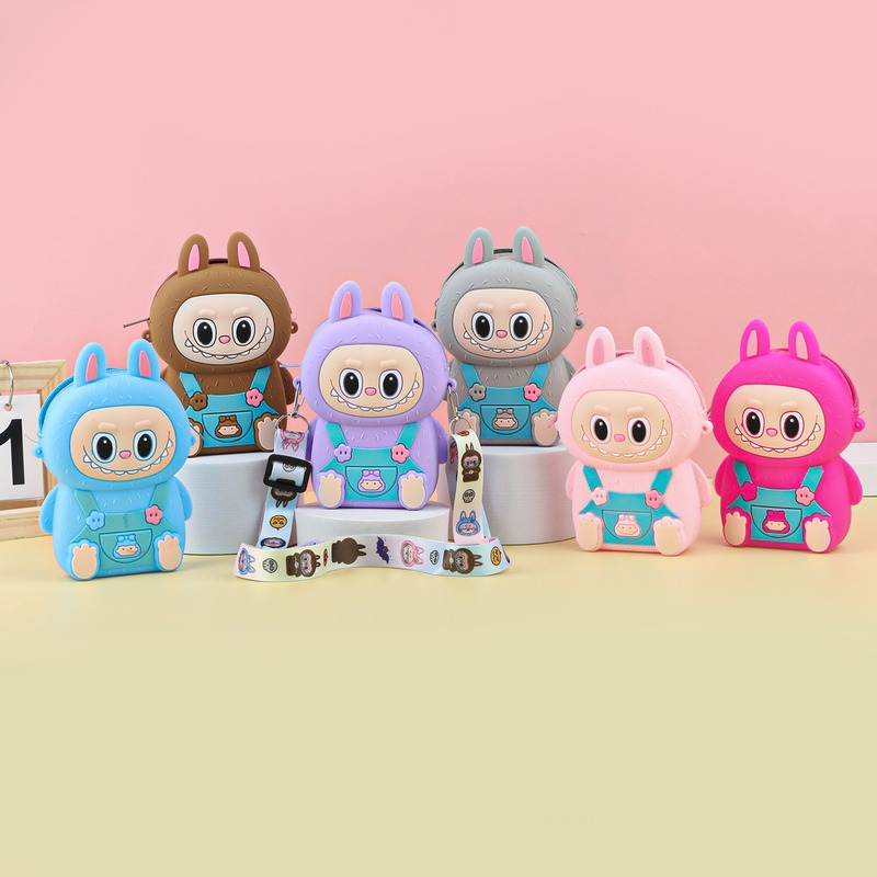 新しいかわいいガーリーハート漫画子供用シリコンラブクロスボディバッグラブブカラフルなクロスボディショルダーバッグ|undefined