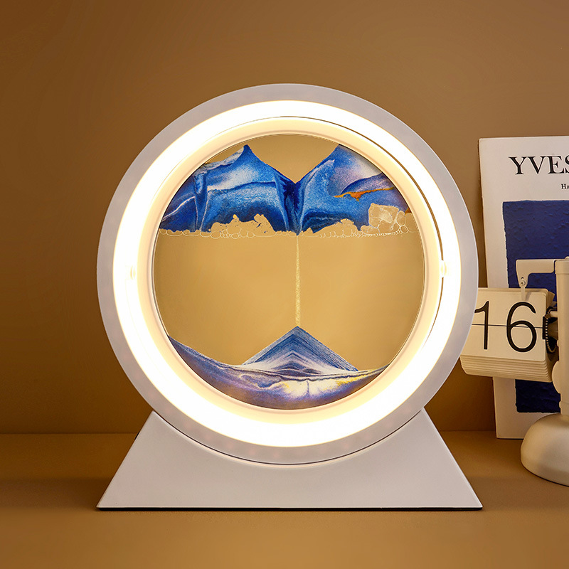 Quicksand Painting Ornaments Creative Decompression Desk Lamp Office Desktop Living Room3d Three-dimensional Hourglass520 Valentine's Day Gift