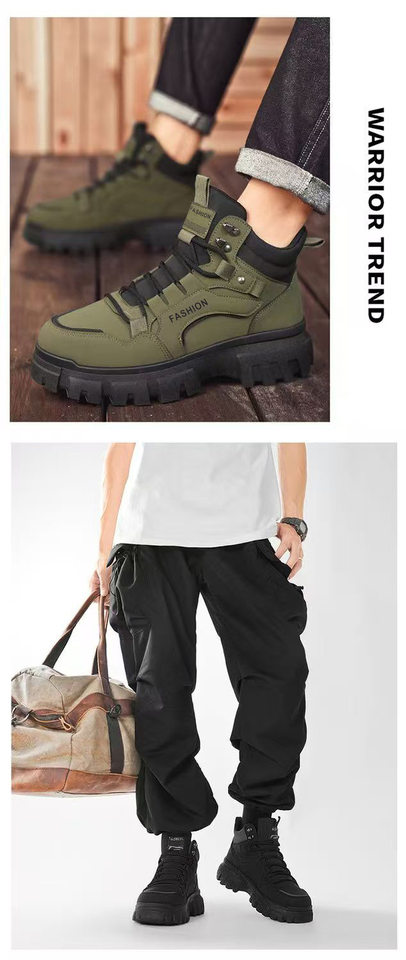 Giày bốt Martin nam cổ cao đế dày chống trượt, giày bảo hộ ngoài trời bền bỉ — KA02 màu kaki, KA02 màu xám, KA02 màu đen chi tiết 9