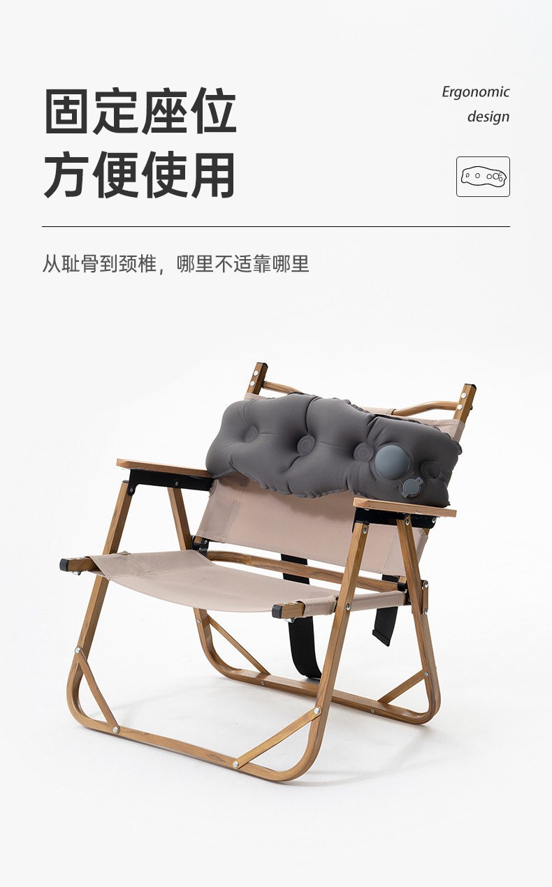 Portable press-inflatable lumbar cushion and pillow for travel, airplane, high-speed train, long-distance journeys, waist support and backrest
