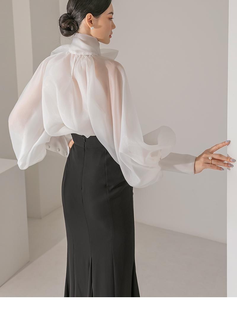 OHGA◆BIG COLLAR BLOUSE/FREE/ポリエステル/WHT/OHGA-1137 OHGA BIG COLLAR BLOUSE FREE POLYESTER White OHGA-1137 Used