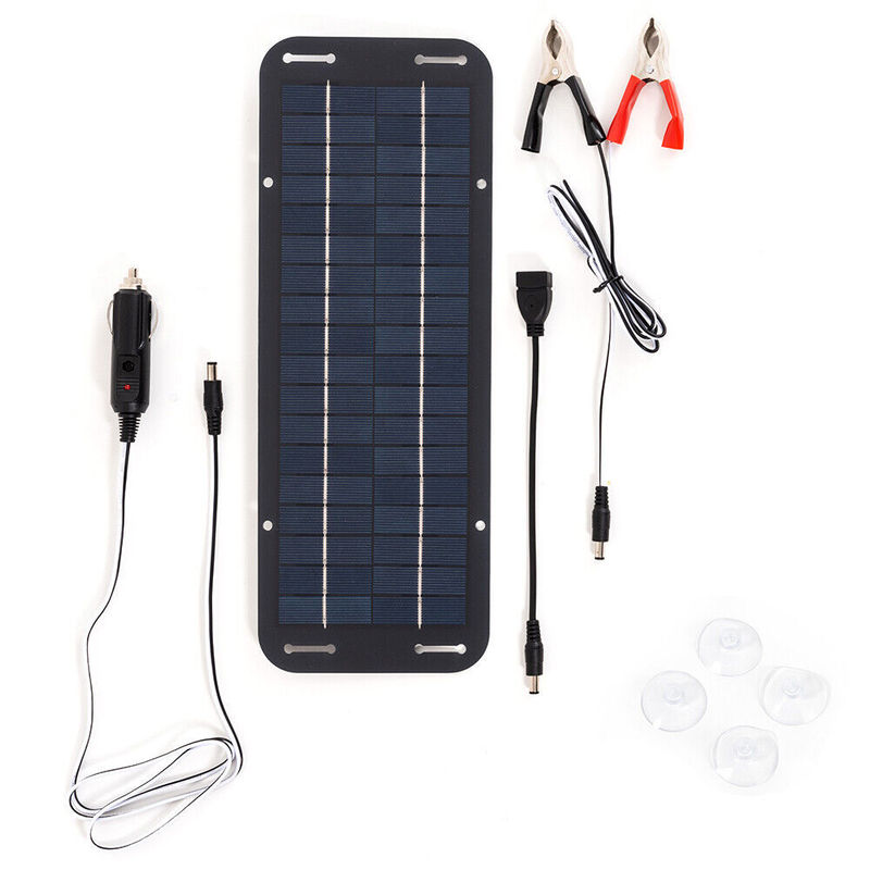 Monocrystalline 4W Solar Panel Kit Trickle Battery Charger 12V UK Truck Caravan Boat Portable