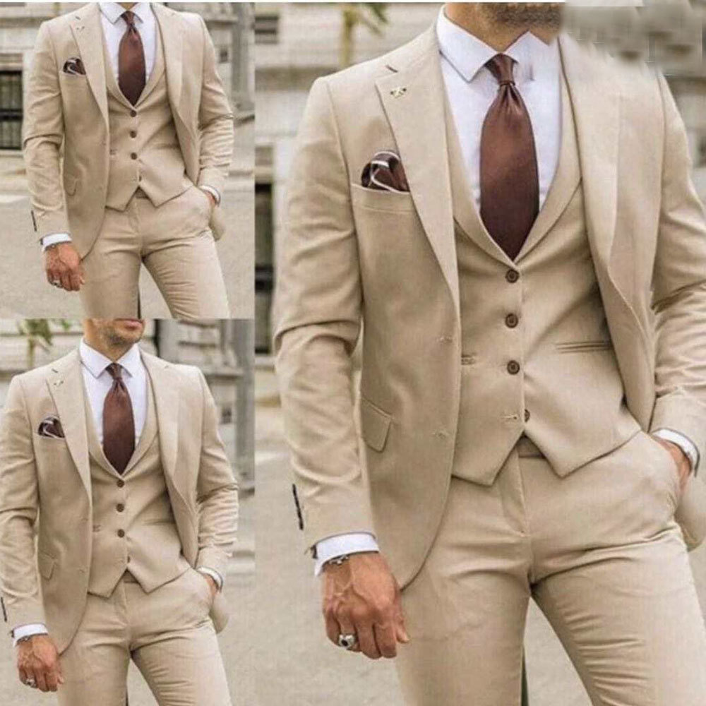Comercio exterior de Europa y América Amazon AliExpress traje de hombre de tres piezas, tuxedo delgado, vestido de banquete de novio y mejorrino