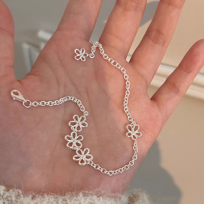 Damarmband i 925 sterling silver med ihålig blomma elegant_voghion.com