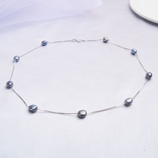 6-7mm Baroque Freshwater Pearl Necklace 925 Silver Fashion Jewelry Girls Xl995
