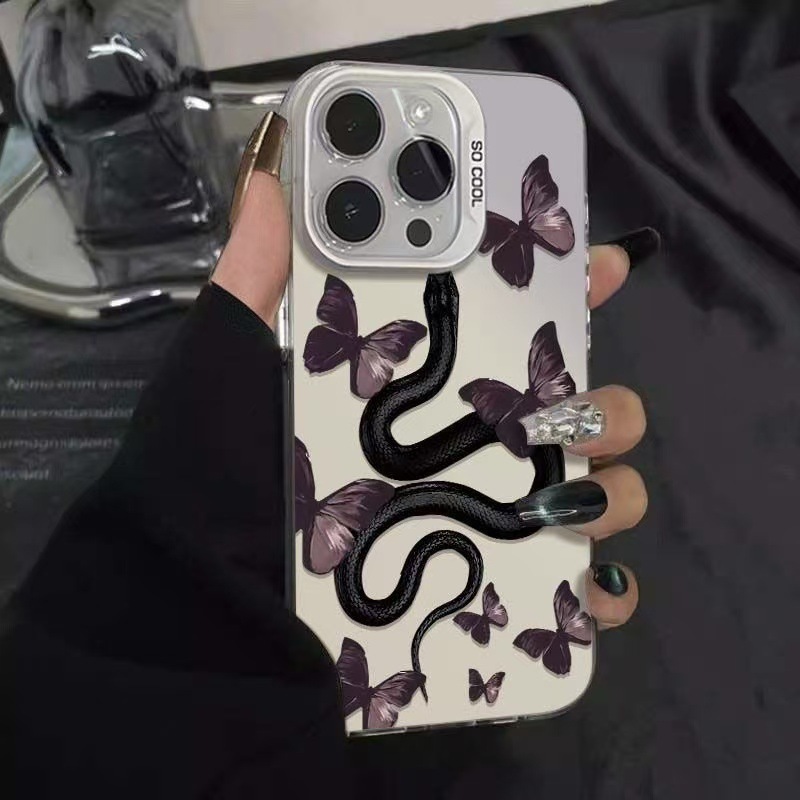 Serpiente mariposa para iPhone16Pro funda para teléfono móvil 15/14/13 láser 12 Apple 11XsMax/Plus nuevo